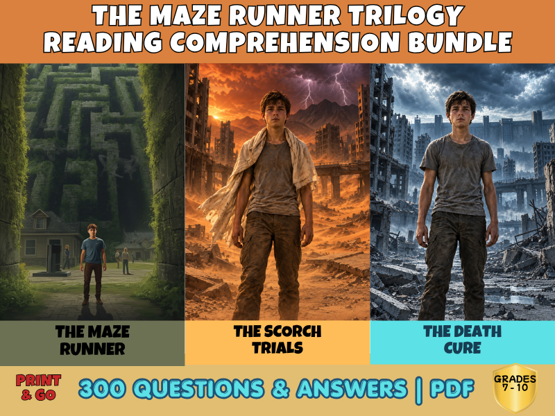 Maze Runner Trilogy Reading Comprehension Novel Study Bundle | KS3 KS4 Years 8–11