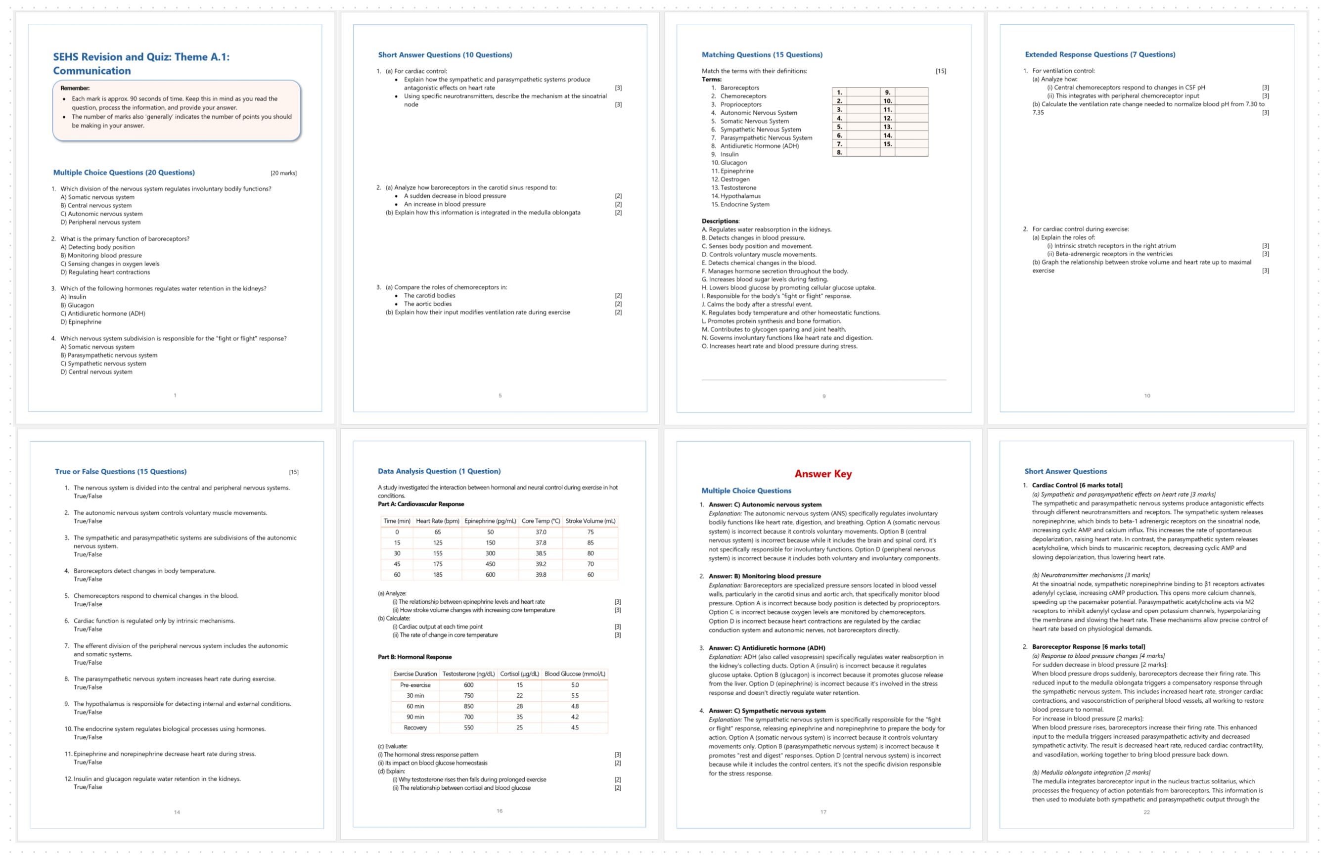 IB DP Sports Exercise & Health Science (SEHS): A.1.1 – Quiz & Revision ...