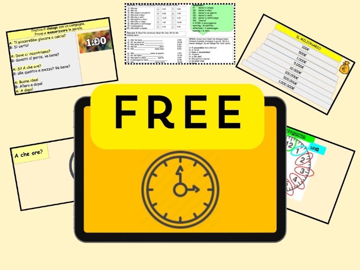 Year 8 Italian time - arranging to go out - a che ore? FREE LESSON 4 with WORKSHEET