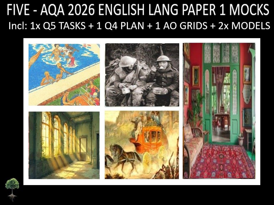 FIVE - AQA PAPER 1 | 2026 FULL MOCKS | Q5 TASKS | Q4 PLAN |AO GRIDS | MODELS