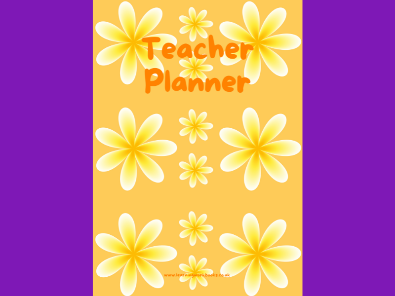 Yellow Flowers with Orange Background Teacher Planner