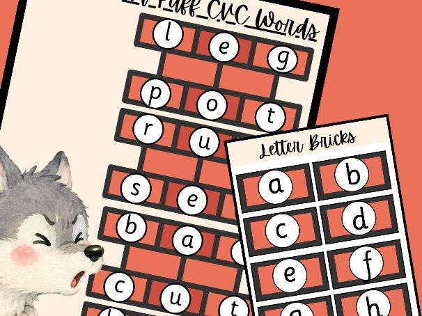 CVC Word Building 3 Little Pigs Big Bad Wolf