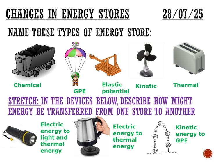 Changes in energy stores - complete lesson (GCSE 1-9)
