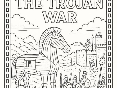 Homer's Trojan War Colouring Page Greek Mythology