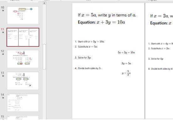 Solve a pair of simultaneous equations involving a third unknown
