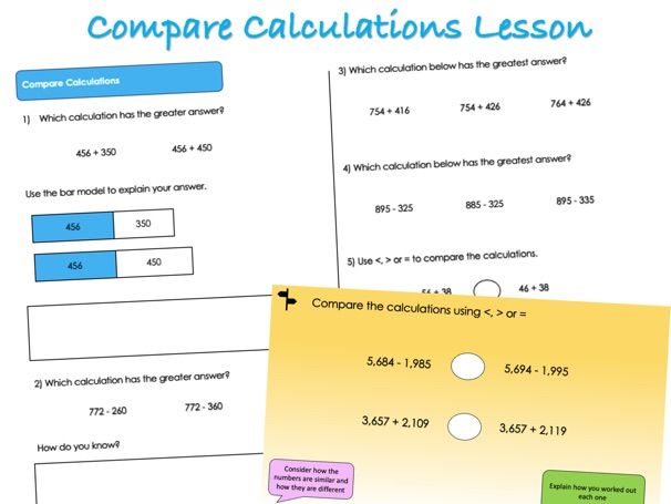 Year 5 Addition and Subtraction - Compare Calculations Lesson
