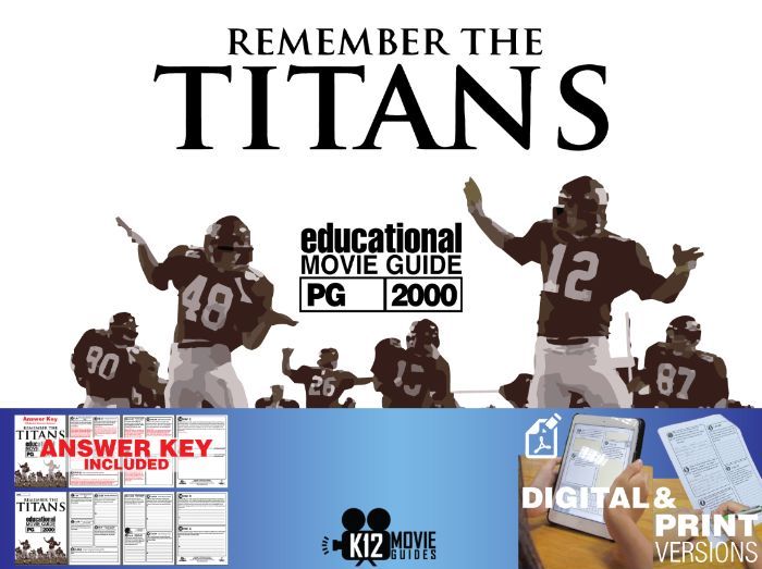 Remember the Titans Movie Guide Questions Worksheet (PG2000) by