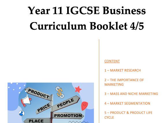 Unit 4 iGCSE Business Curriculum Booklet (Edexcel)