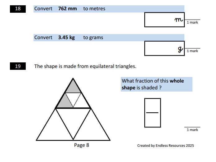 Free example of Endless Resources SATs Maths Year 6 pack