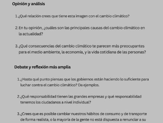 A-Level Spanish Photocard: El Cambio Climático – Speaking, Vocabulary & Debate