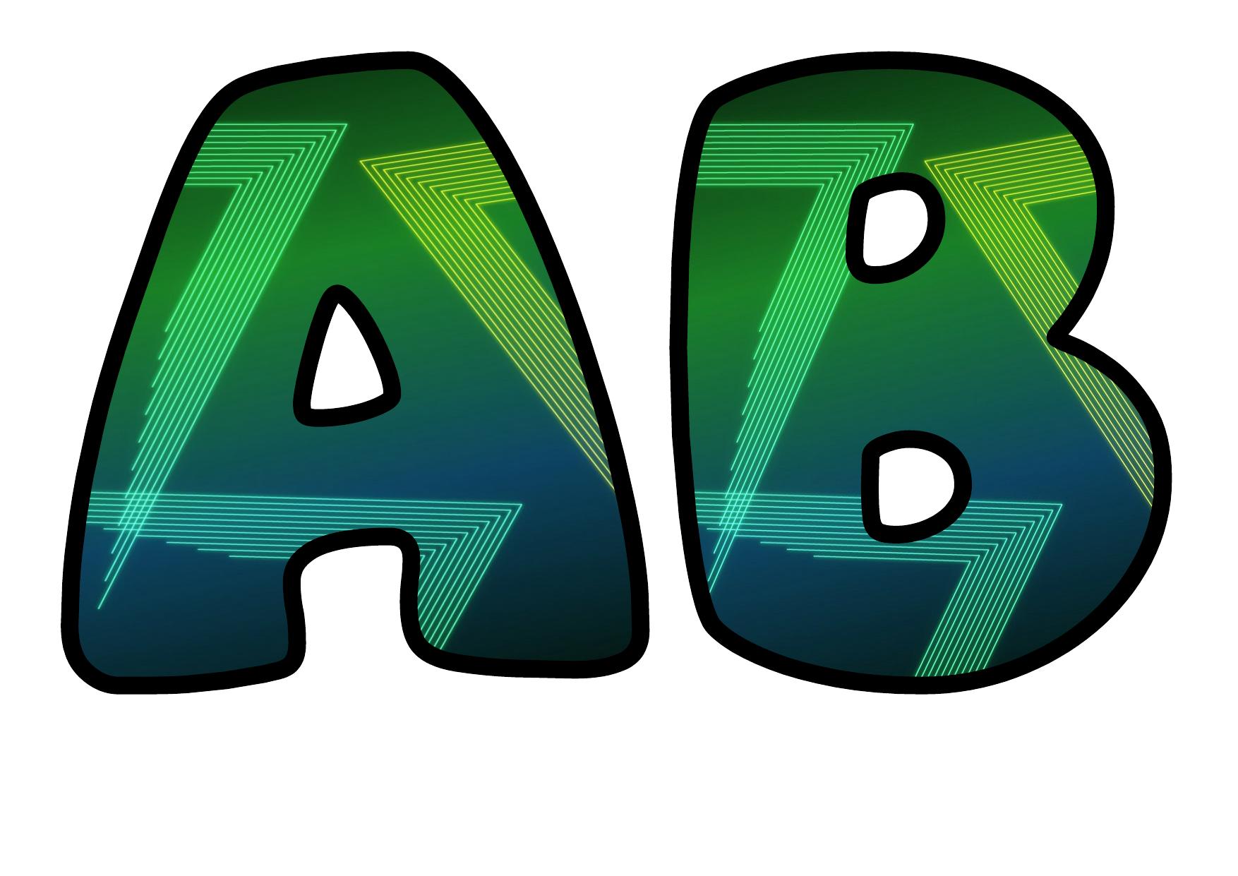 Bubble Letters Neon Lime Chevrons | Printable Alphabet Display Pack | A ...