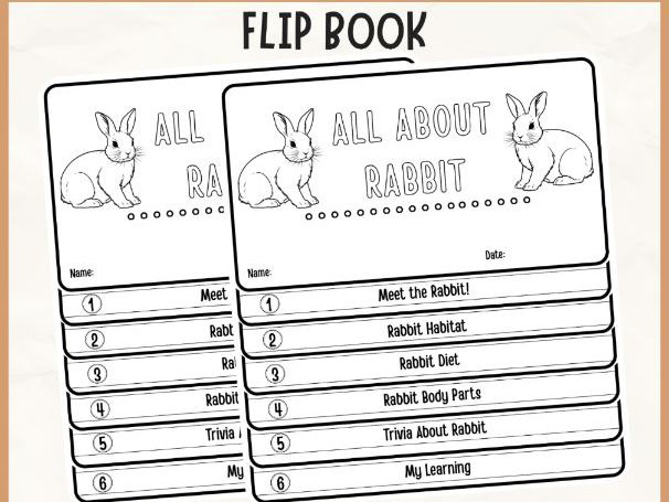 Rabbit Animal Flipbook Craft | Science Study & Writing Activity