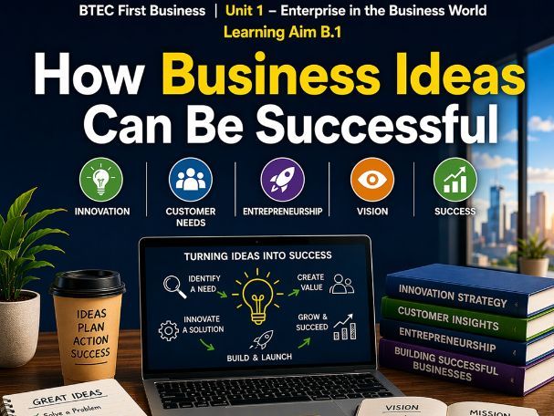 BTEC First Business Unit 1 | B.1 | How Business Ideas Can Be Successful | Lesson Pack