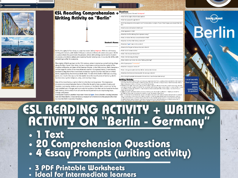 ESL Reading Comprehension + Writing Activity - Berlin - Germany - Europe