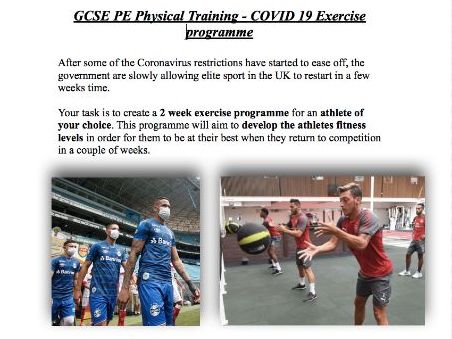 COVID-19 Exercise plan - GCSE PE Physical Training