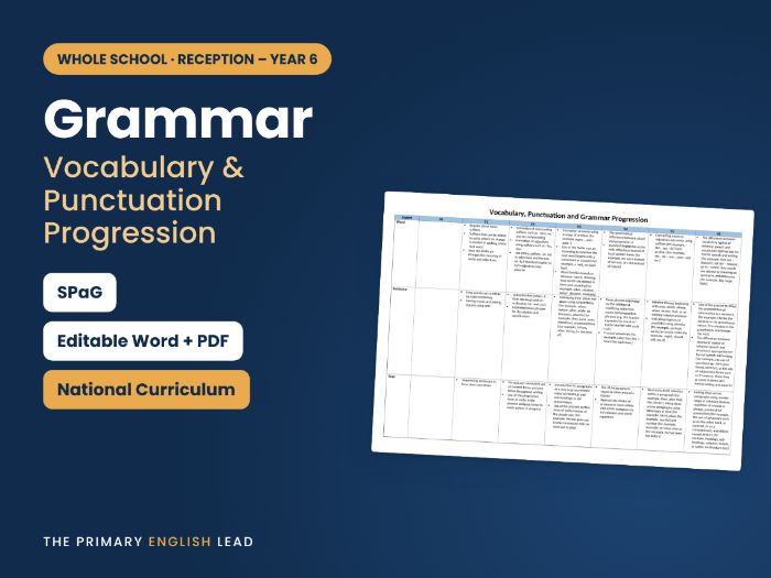 Vocabulary, Grammar & Punctuation Progression | Reception–Year 6 | SPaG