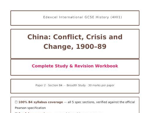 China 1900–89 Complete Revision Workbook | Edexcel IGCSE History 4HI1 | Paper 2B4
