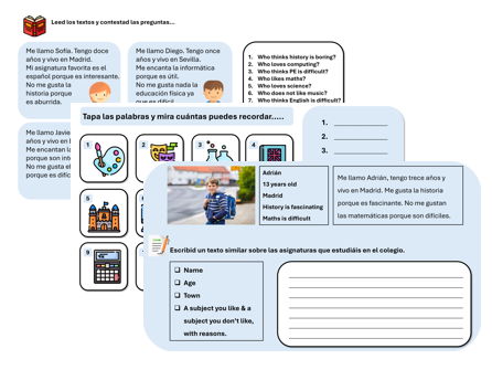 School Subjects (Spanish) – Independent Learning & Cover Pack