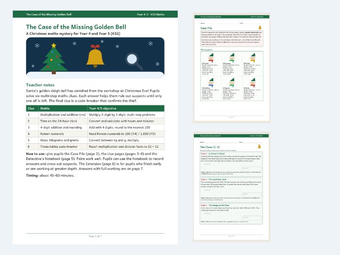 Christmas Maths Mystery: Missing Golden Bell