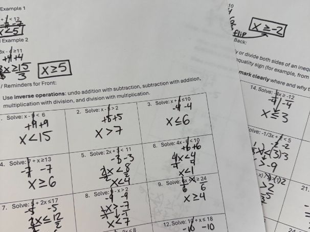 Solving Inequalities WS (Answer Key Included)