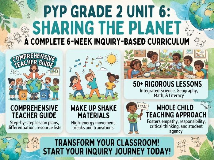 PYP Grade 2 Unit 6 6 Week Course - 50+ Lessons - Sharing the Planet Workbook