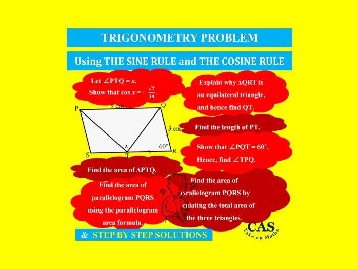 Grades 10 to 12 Trigonometry Problem- The Sine Rule-The Cosine Rule