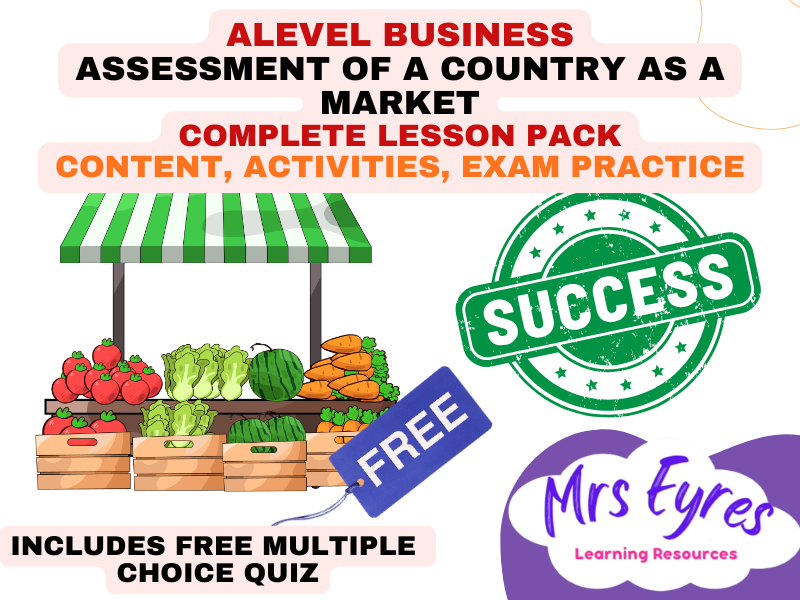 A Level Business 4.2.2 Assessing a Country as a Market Lesson Pack and Free MCQ Quiz
