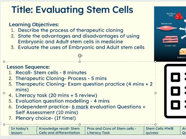Evaluating Stem Cells- AQA GCSE BIOLOGY