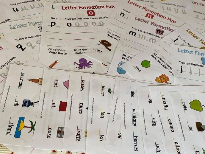 Home Learning Worksheet - Letter Formation - Fun Colourful sheets