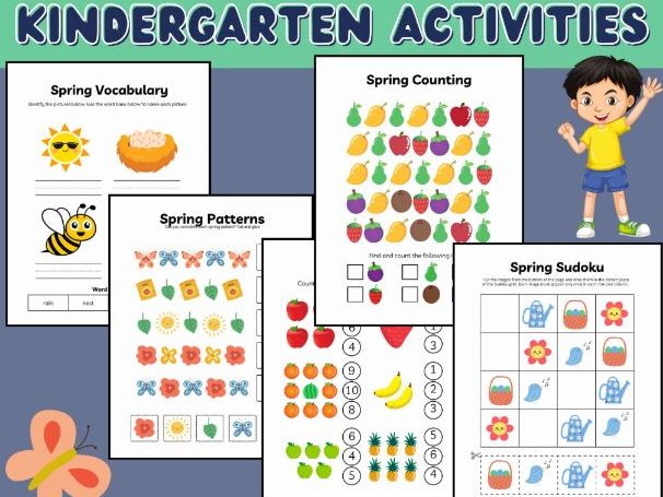 kindergarten Spring Activities. Counting, Pre-writing, Coloring