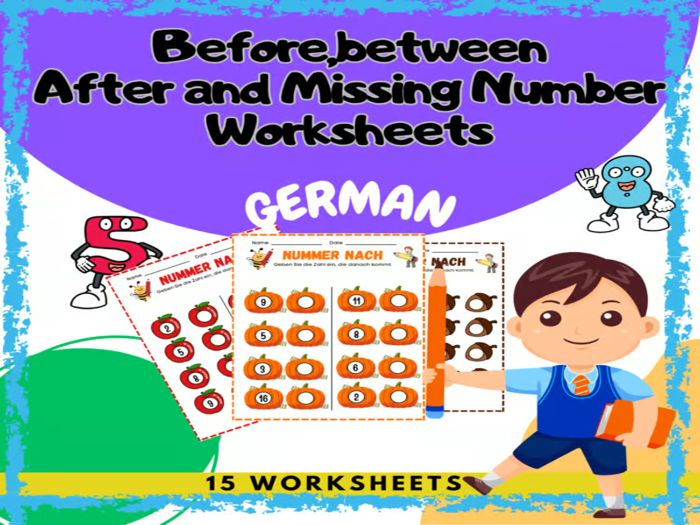 Number Sense Mastery: Before,After, between, Missing Numbers Worksheets Numbers
