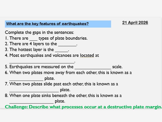 What are the key features of earthquakes?
