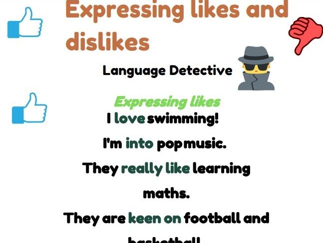 Expressing Likes and Dislikes Display