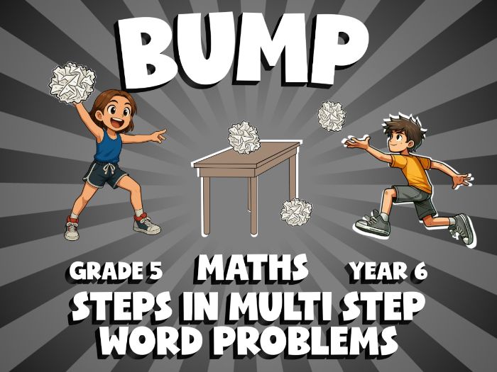 Steps in Multi Step Word Problems BUMP Maths Game | No-Prep Year 6 Review Activity