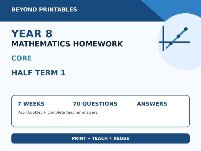 Year 8 Maths Homework Half Term 1 – Core Booklet with Answers