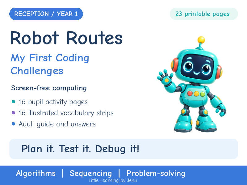 Robot Routes: Coding, Algorithms & Debugging Activities | Reception & Year 1