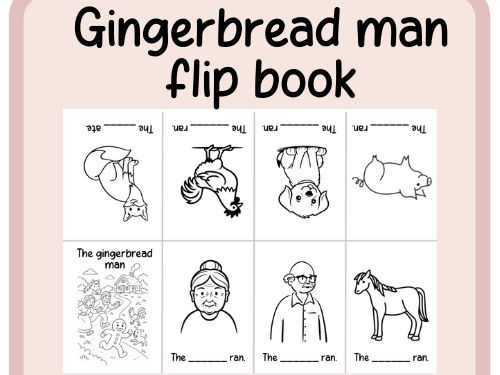 The gingerbread man labelling and flip book