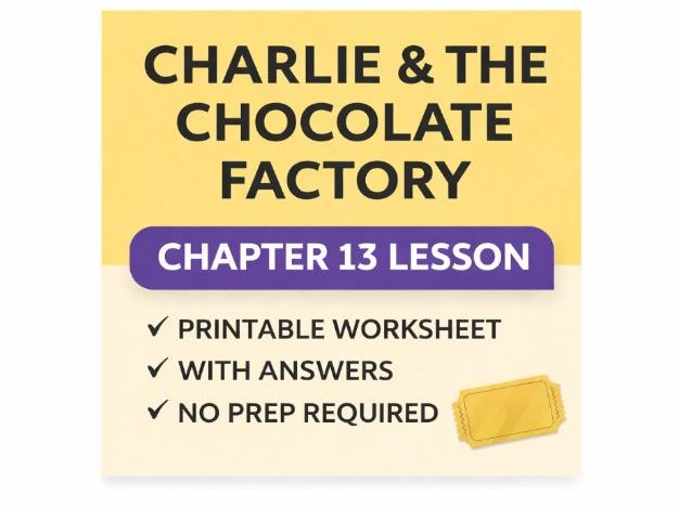 Charlie & the Chocolate Factory Chapter 13 Lesson Worksheet with Answers