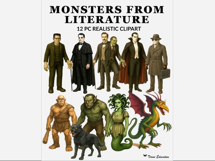 Monsters From Literature Clipart Set: Realistic Illustrations for Teachers and Students