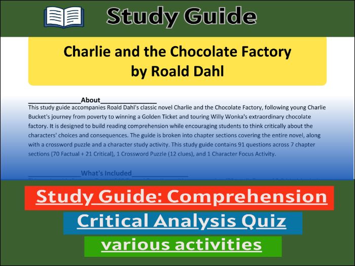 Study Guide for :Charlie and the Chocolate Factory, Comprehension 91����t