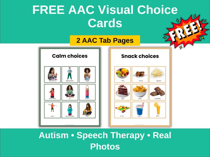 Free AAC Calm & Snack Choice Boards
