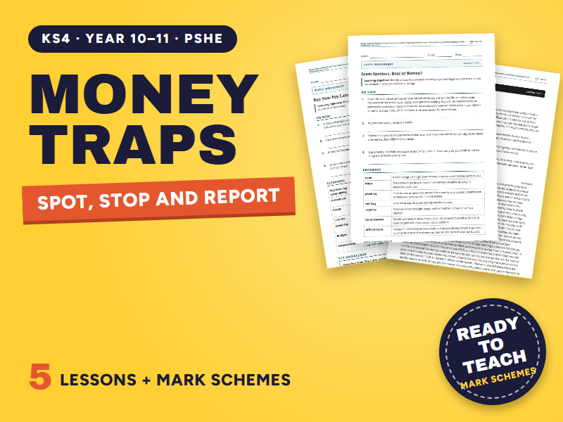 KS4 PSHE Cover Lessons: Scams, BNPL, Money