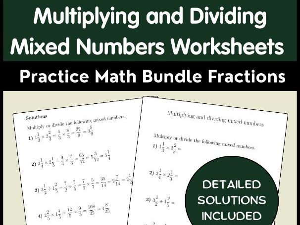 Multiplying and Dividing Mixed Numbers Worksheets Practice Math Bundle Fractions