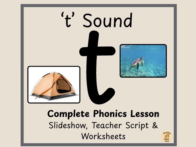 Initial 't' Sound Complete Lesson: Slides, Teacher Script & Worksheets
