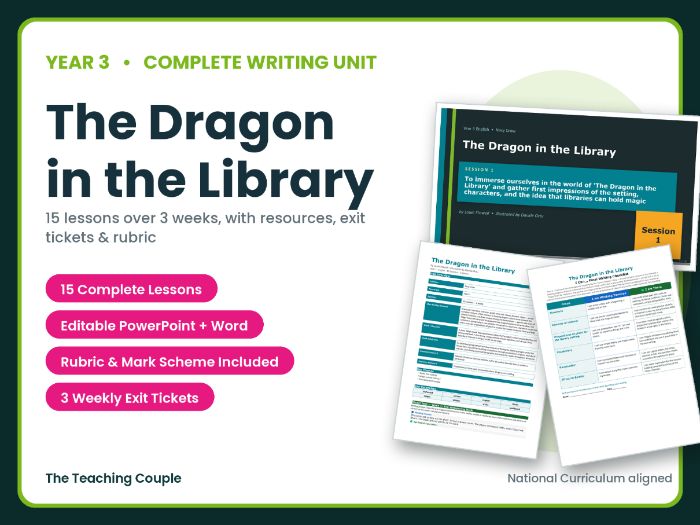 The Dragon in the Library | Year 3 English Unit | 15 Complete Lessons + Resources + Mark Scheme