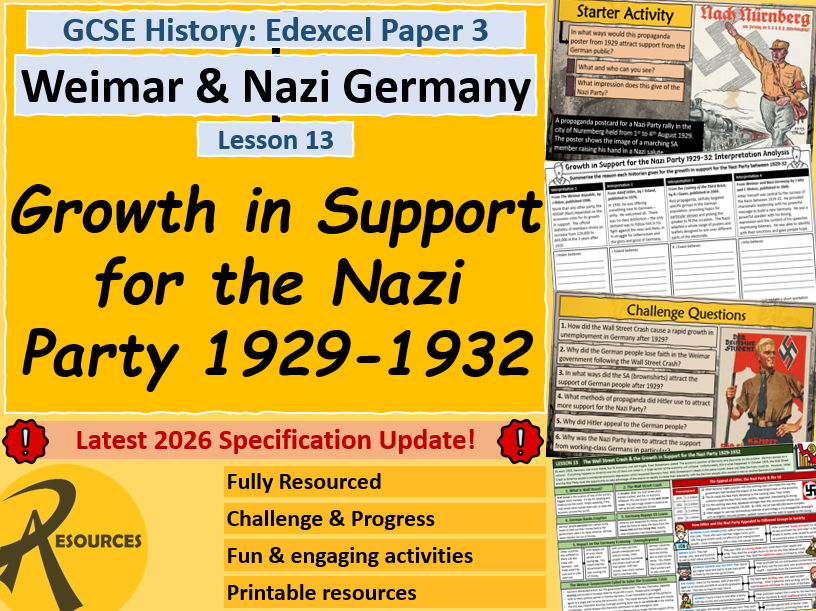 Wall Street Crash & Growth in Nazi Support - Weimar & Nazi Germany - GCSE History Edexcel - Less 13