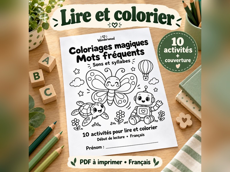 Coloriages magiques - Mots fréquents, sons et syllabes