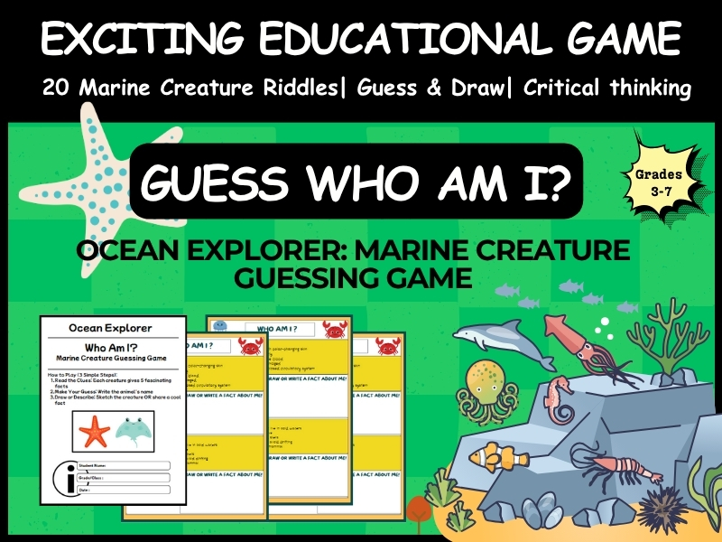 Ocean Explorer: Marine Creature Guessing Game | Sea Animals Activity & Marine Biology Lesson