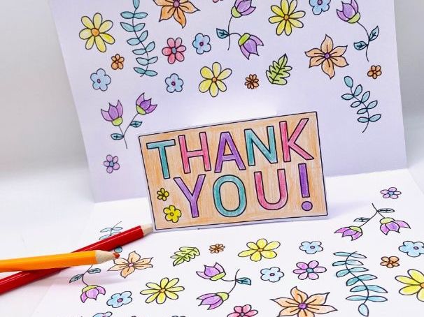 Thank You Colour-In Pop Up Card