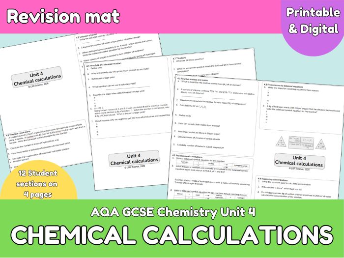 Chemical Calculations Revision Mat | AQA GCSE Chemistry Unit 4 | Moles, Concentration & Titrations